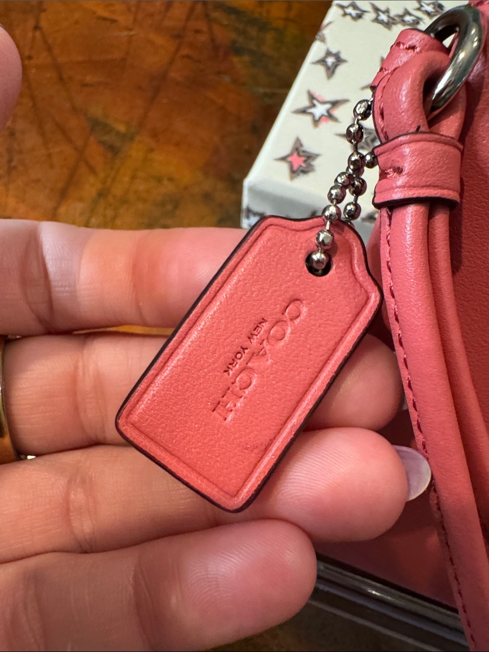 Coach Pink Leather Wristlet with Rainbow Patch - Picture 2 of 10